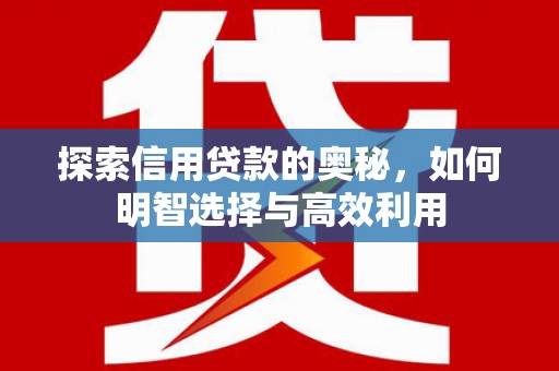 尉氏探索信用贷款的奥秘，如何明智选择与高效利用
