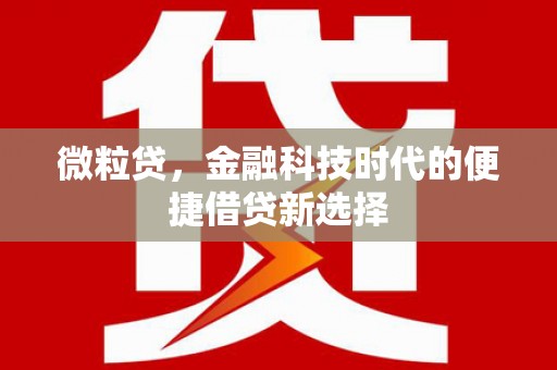 尉氏微粒贷，金融科技时代的便捷借贷新选择